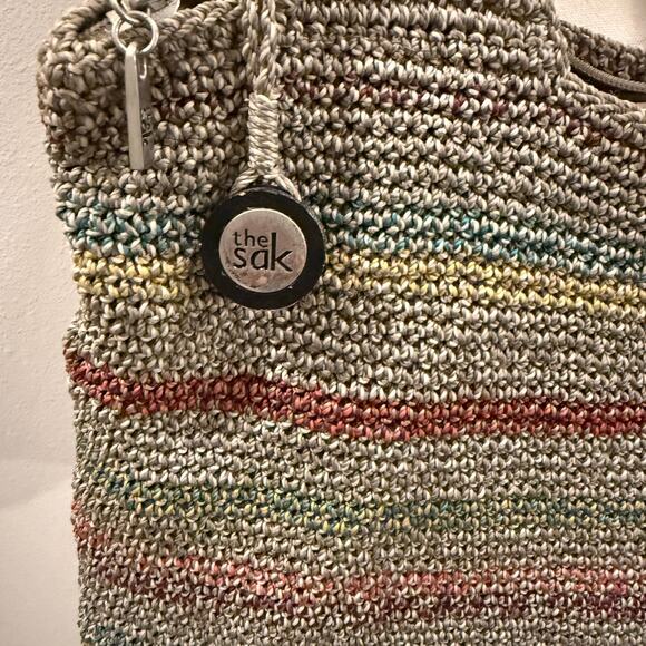 The SAK Voyager Crochet Striped Belle Shoulder Tote Beach Bag Purse Boho Hippie - Picture 4 of 8